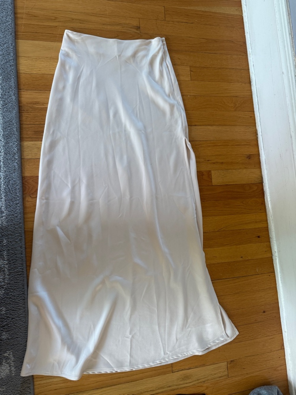 Meshki Cream Satin Maxi Slip Skirt